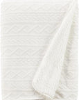 Cable Knit Plush Blanket Ivory