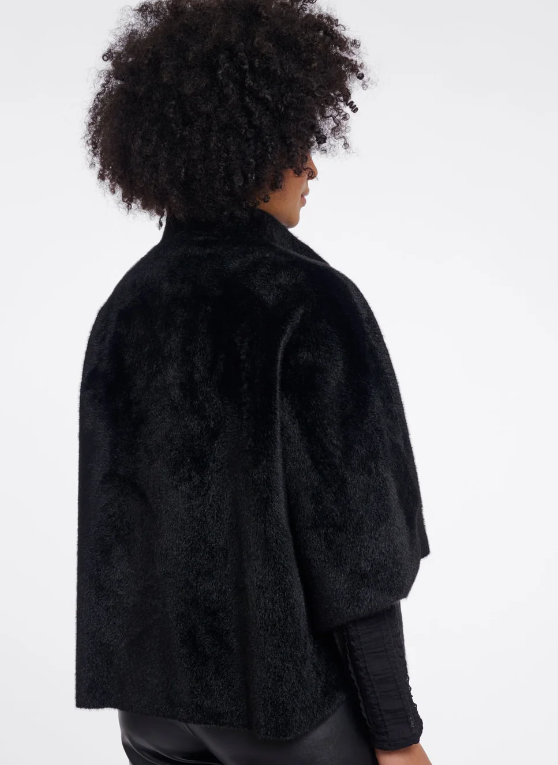 Dewi Faux Fur Cape - Black