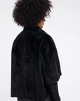 Dewi Faux Fur Cape - Black
