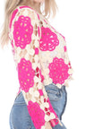 Quinn Knit Floral Top Fushia