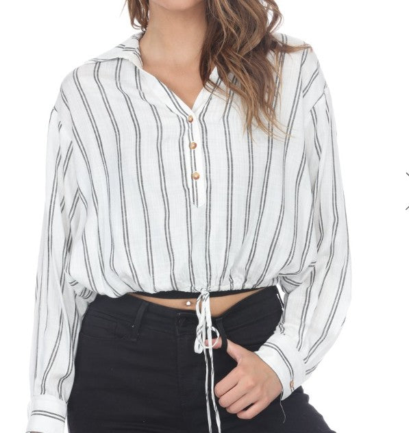 Celeste Stripe Crop Shirt