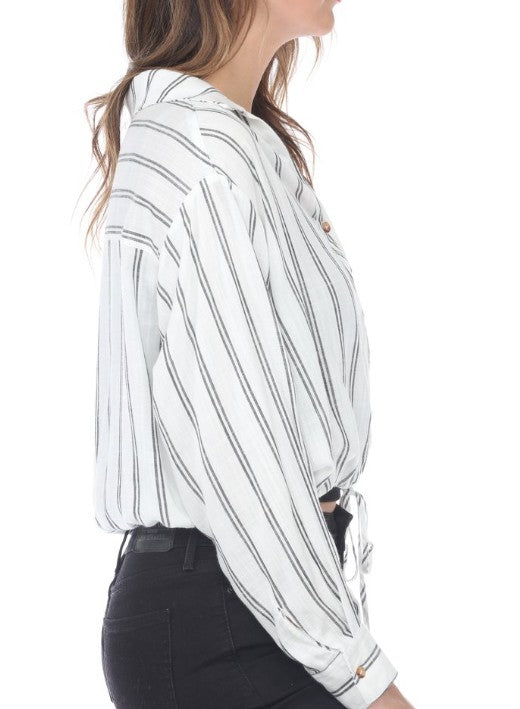 Celeste Stripe Crop Shirt