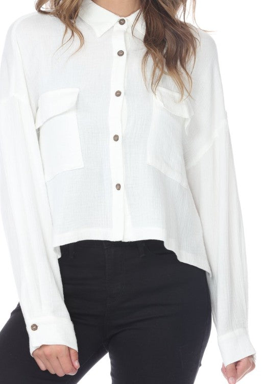 Lumi Long Sleeve Button-Up Blouse