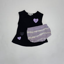 Load image into Gallery viewer, Lilac Smiley Hearts Tank &amp; Bloomers 18M