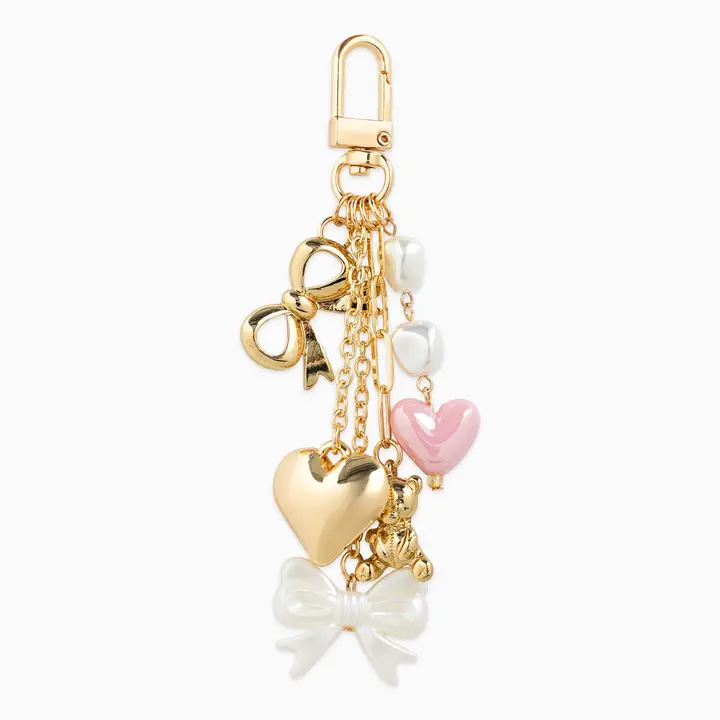 Puff Heart Bear Bag Charm