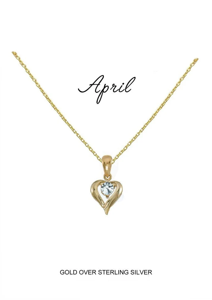 Heart Birthstone Necklace April