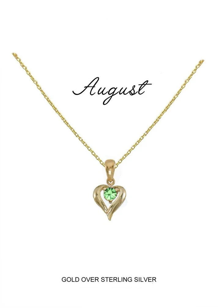 Heart Birthstone Necklace August