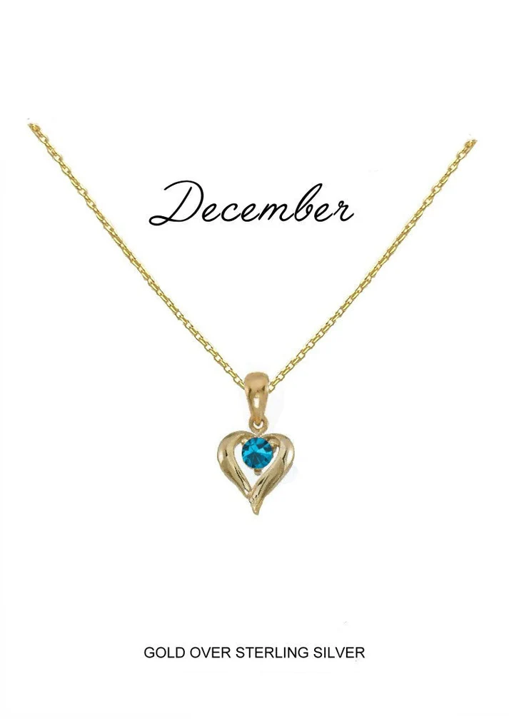 Heart Birthstone Necklace December