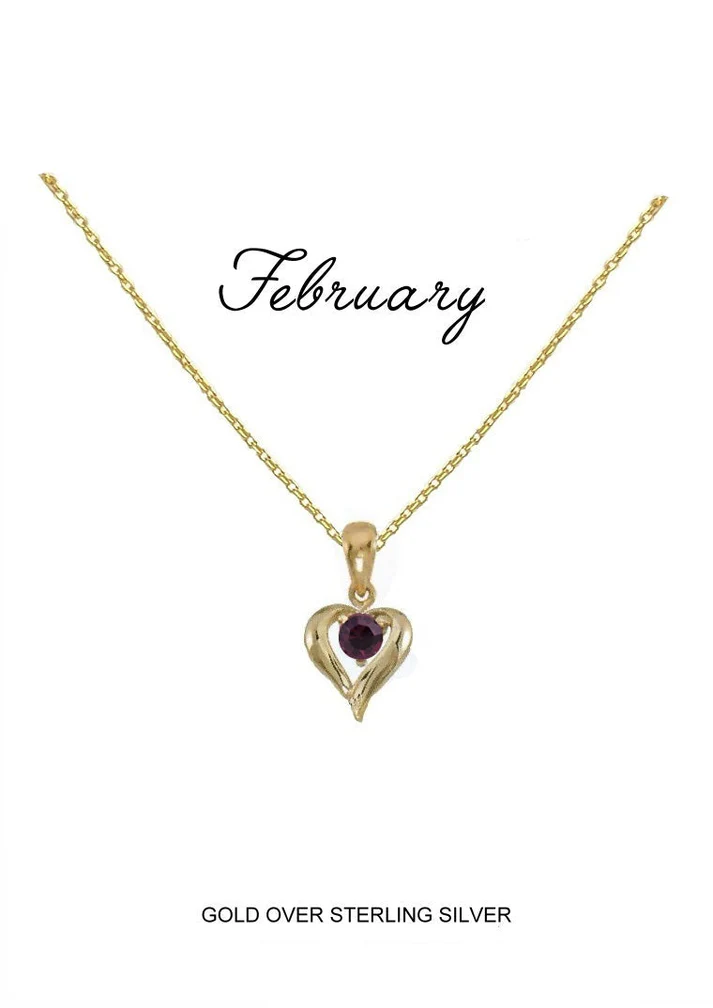 Heart Birthstone Necklace February