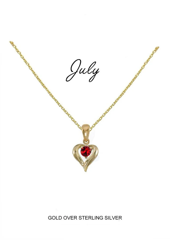 Heart Birthstone Necklace July