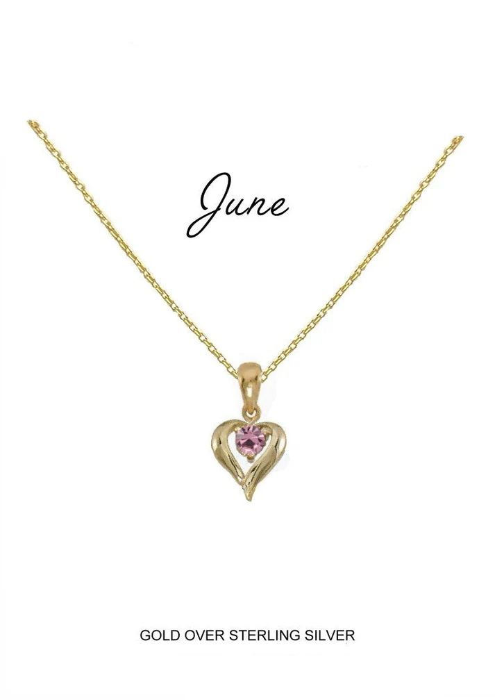 Heart Birthstone Necklace June