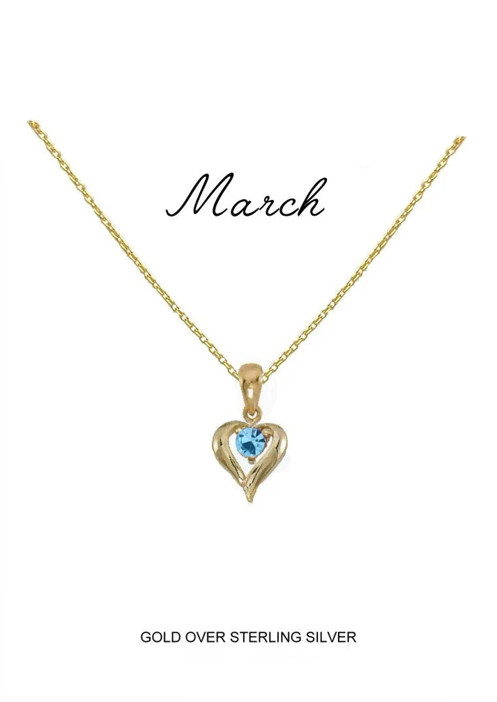 Heart Birthstone Necklace March