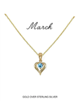 Heart Birthstone Necklace March