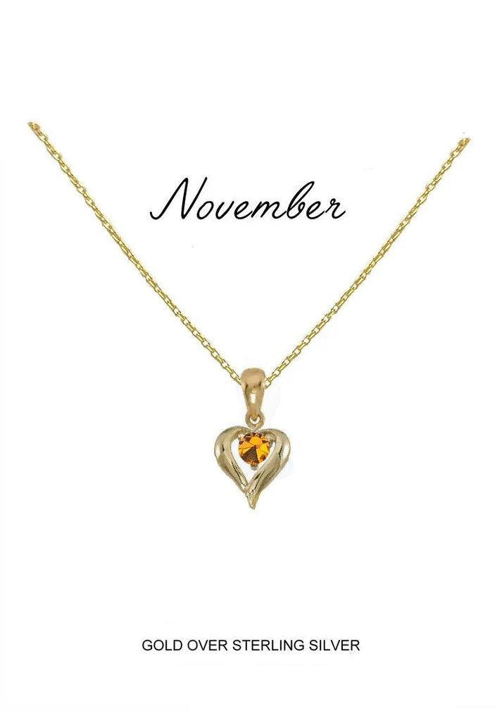 Heart Birthstone Necklace November