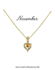 Heart Birthstone Necklace November