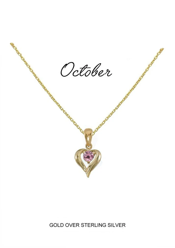 Heart Birthstone Necklace October