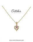 Heart Birthstone Necklace October