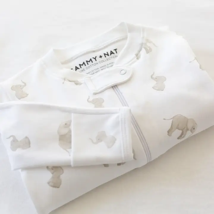 Tiny Elephant Romper in Grey 12M