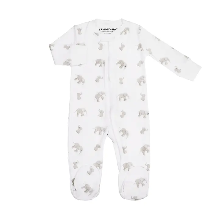 Tiny Elephant Romper in Grey