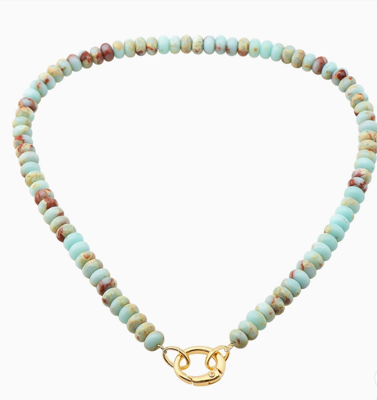 Pink &amp; Blue Natural Stone Necklace