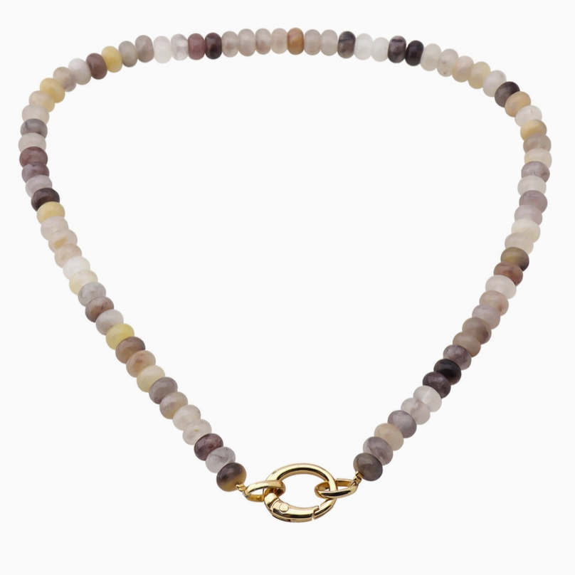 Purple &amp; Tan Natural Stone Necklace