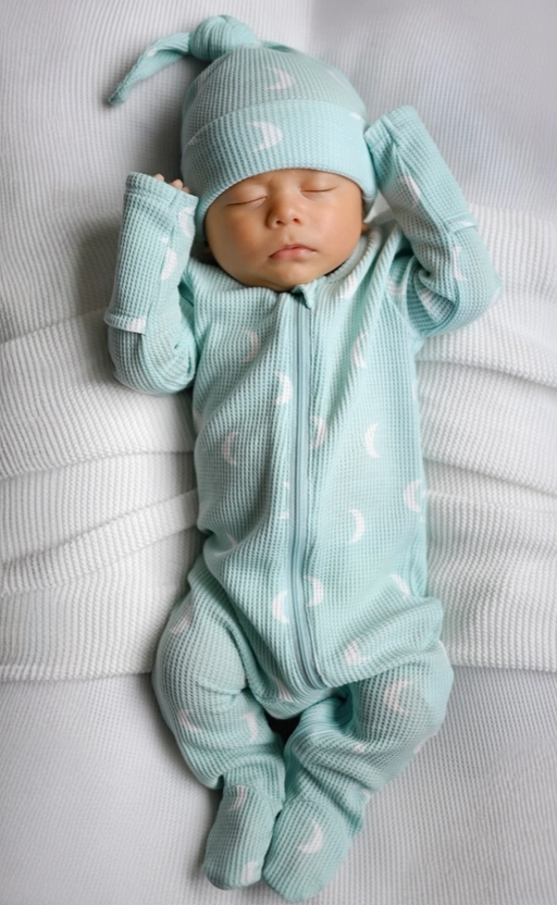 Waffle 2-Way Zip Footie Light Blue Moon