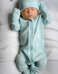 Waffle 2-Way Zip Footie Light Blue Moon
