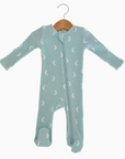 Waffle 2-Way Zip Footie Light Blue Moon