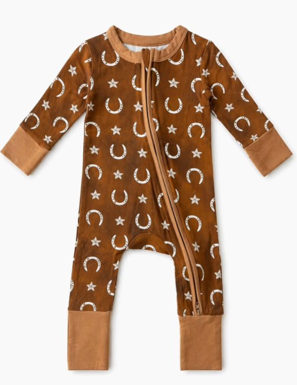 2-Way Zip Romper, Rusty Horseshoe