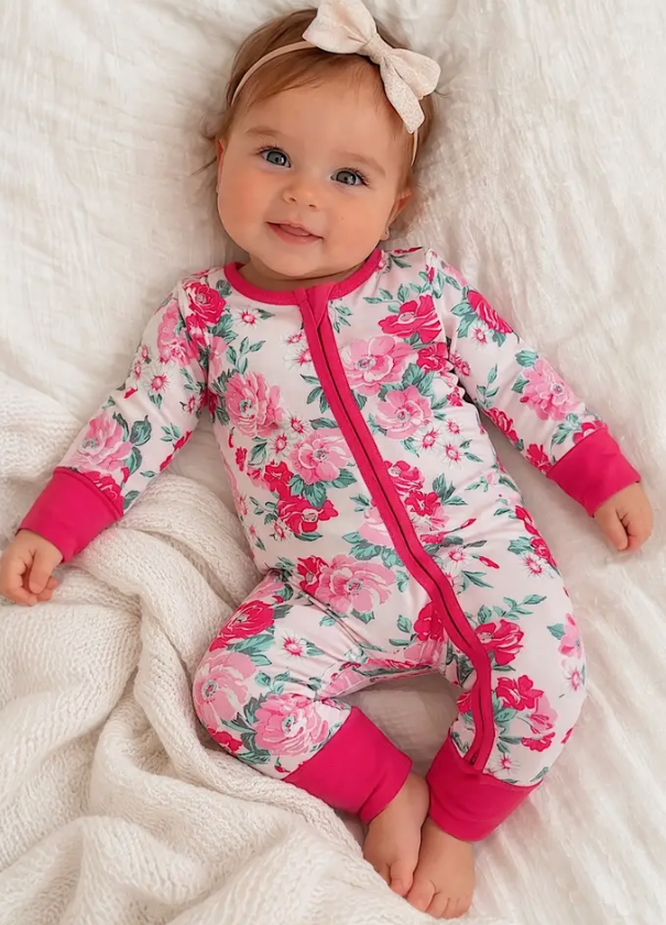 2-Way Zip Romper, Pink Splendor