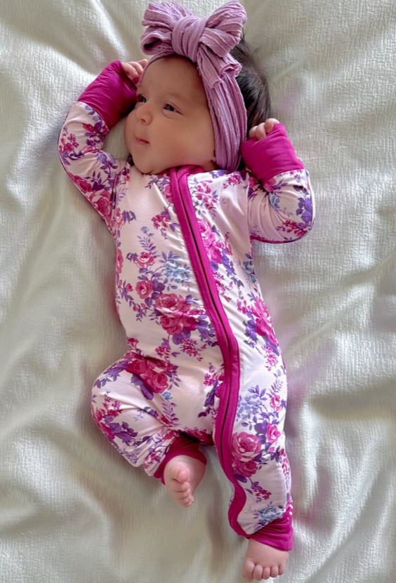 2-Way Zip Romper, Violet Rose