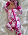 2-Way Zip Romper, Violet Rose