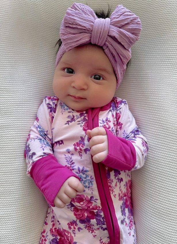 2-Way Zip Romper, Violet Rose