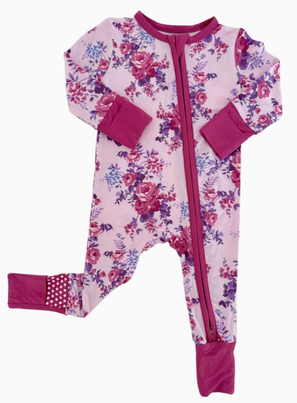 2-Way Zip Romper, Violet Rose