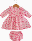 Ruffle Dress & Bloomer, Pink Bows