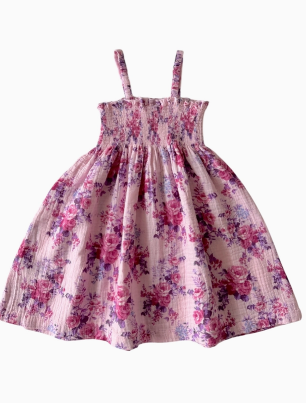 Muslin Smocked Tube Dress, Violet Rose