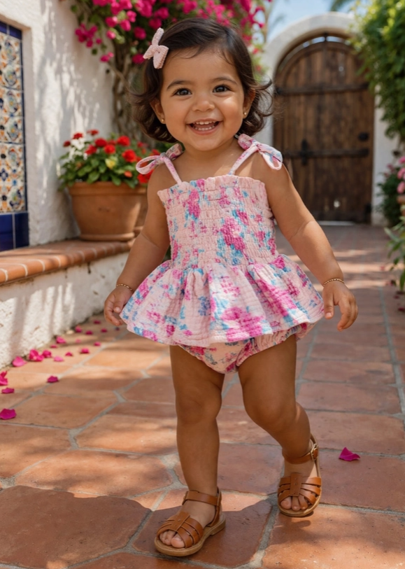 Smocked Bubble w/ Skirt, Garden Secrets