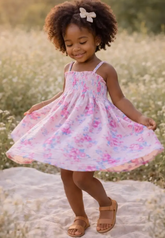 Smocked Tube Dress, Garden Secrets