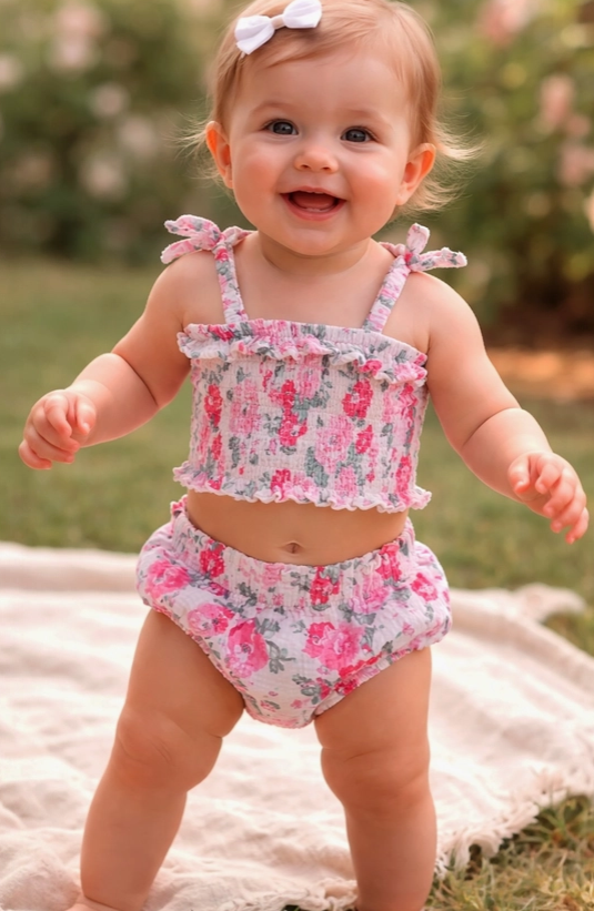 Smocked Top &amp; Bloomer, Pink Splendor