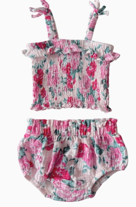 Smocked Top &amp; Bloomer, Pink Splendor