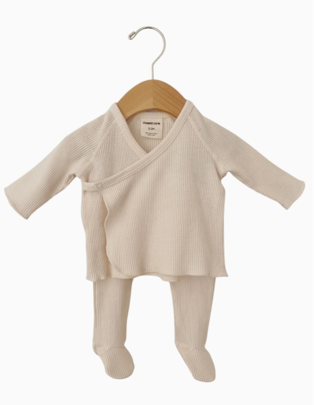 Waffle Kimono &amp; Pant Set - Snow