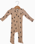 Waffle 2-Way Zip Footie - Tan/Black Moon