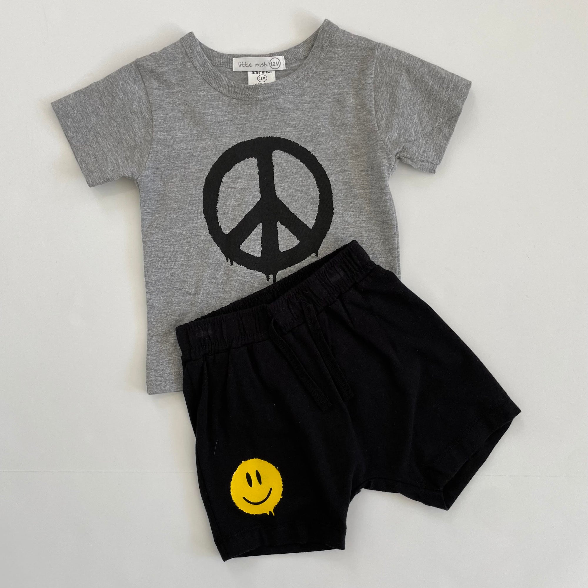 Drip Peace Sign Smiley Short Set NB