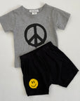 Drip Peace Sign Smiley Short Set NB