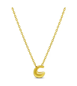 Bubble Letter Necklace - C Gold