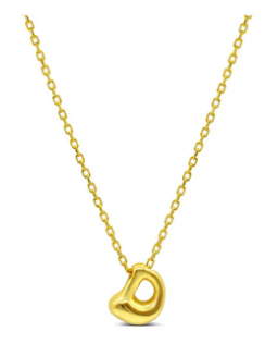 Bubble Lovable Letter Necklace - D Gold