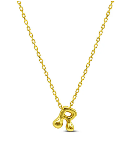 Bubble Letter Necklace - R Silver