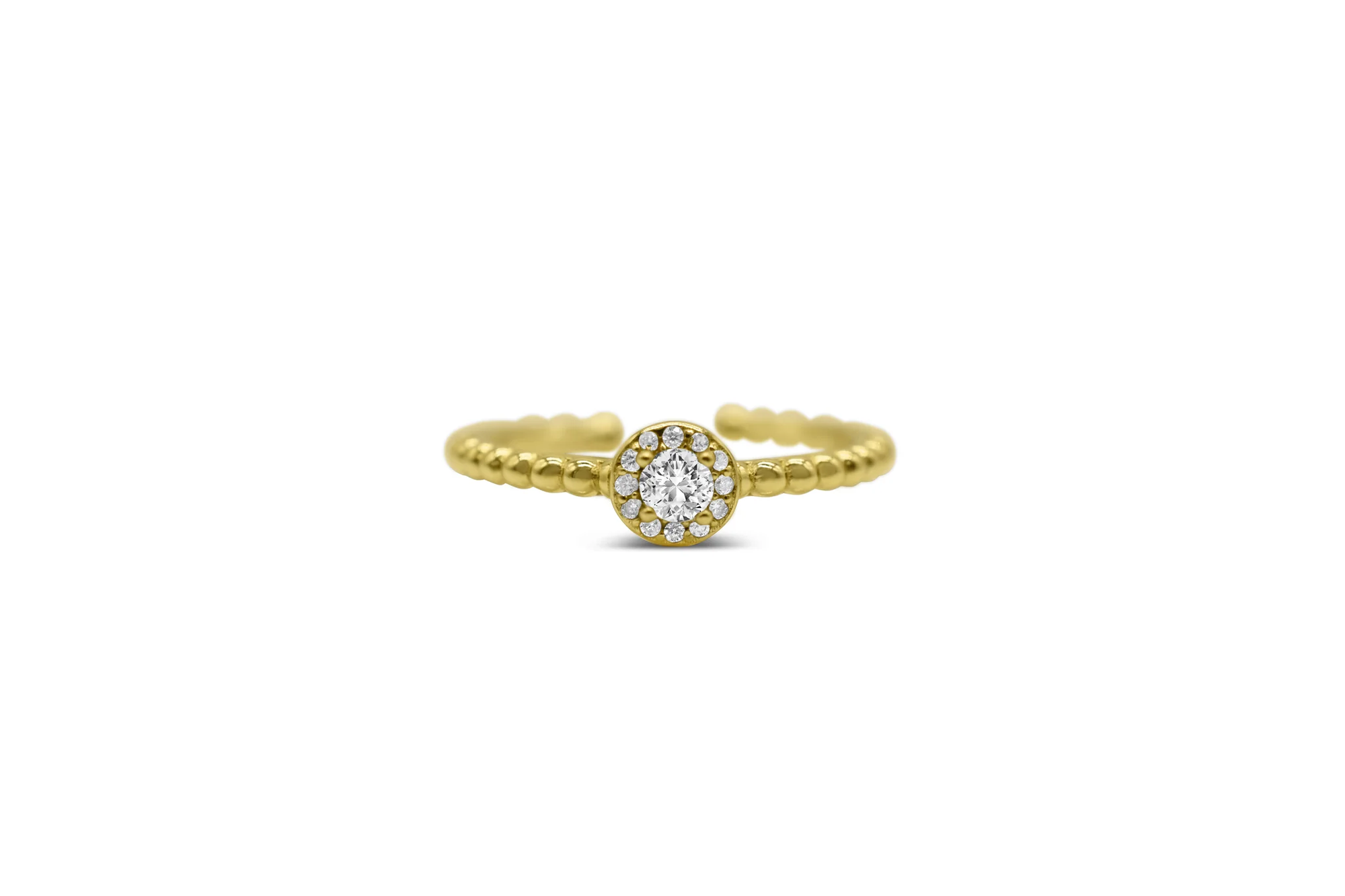 Adjustable Solitaire Halo Ring