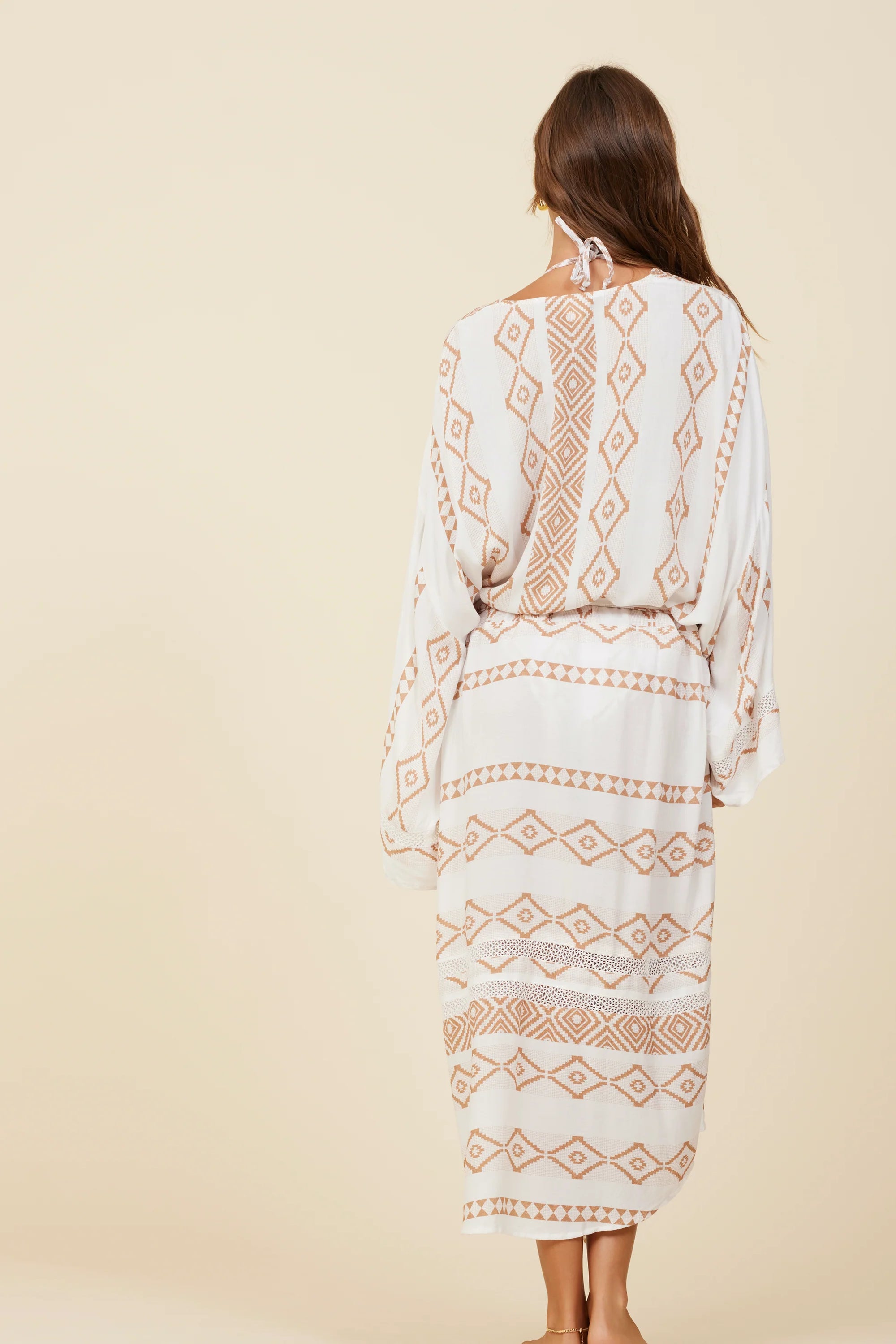 Tribal Print Rayon Crepe Kimono