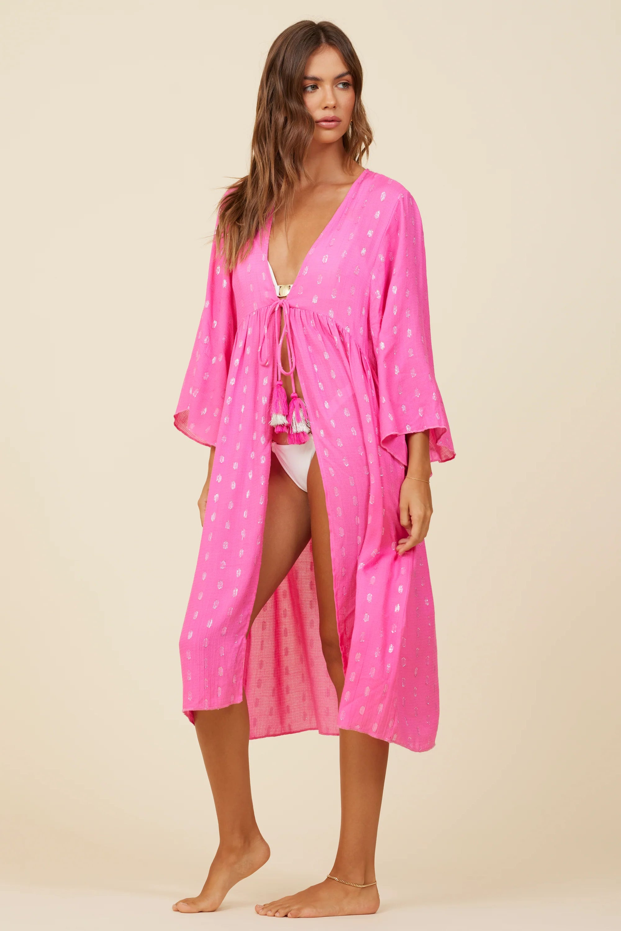 Clipped Metallic Kimono